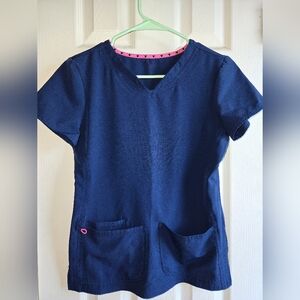 HeartSoul Navy Scrub Top with Pink Accents